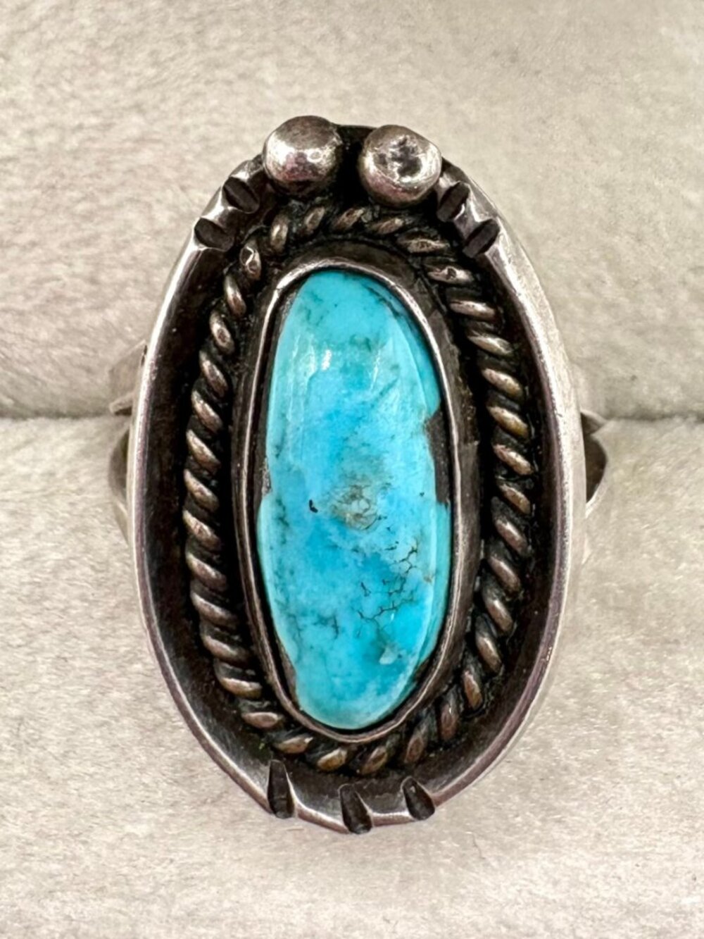 Vintage Native American Sterling Turquoise Ring Size7 Weighs 7 Grams